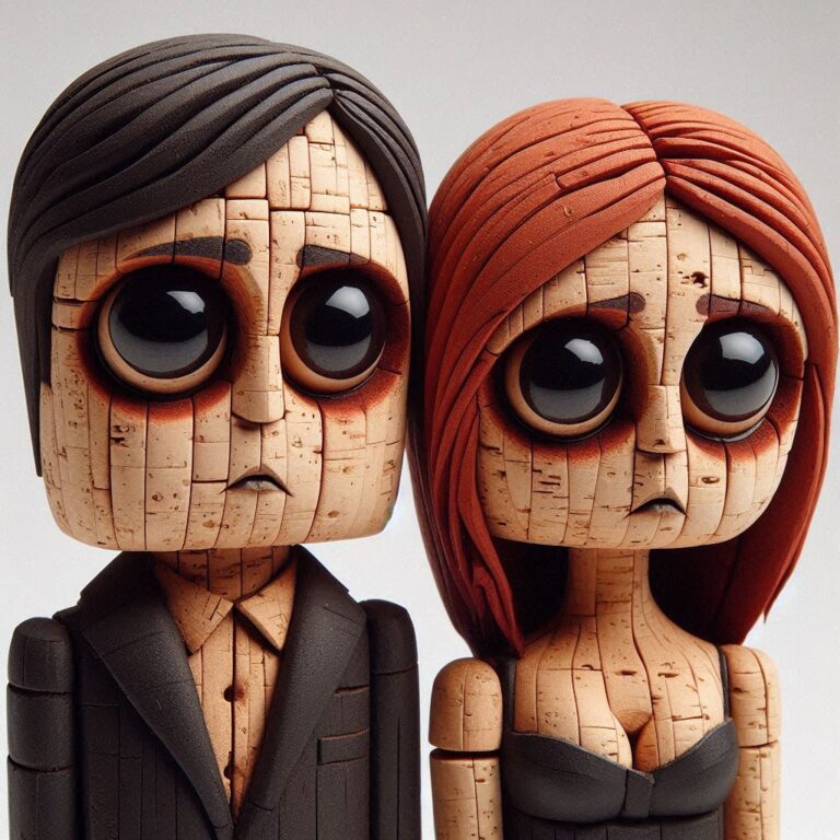 DallE Prompt Sad Cork Dolls with Big Round Eyes Sweet Prompt
